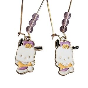 NWOT Cute Pochacco Purple and Gold‎ Earrings